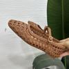 Fashion SUOJIALUN 2025 Summer New Brand Women Flat Shoes Fashion Weave Hollow Slip On Mary Jane Ballet Ladies Flats Soft Dress Single S