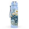 1PC White Daisy Blue Floral Bouquet Print 750ml Color Plastic Sports Water Bottle Leakproof Flip Straw Lid Suitable for Sports Office Home Use