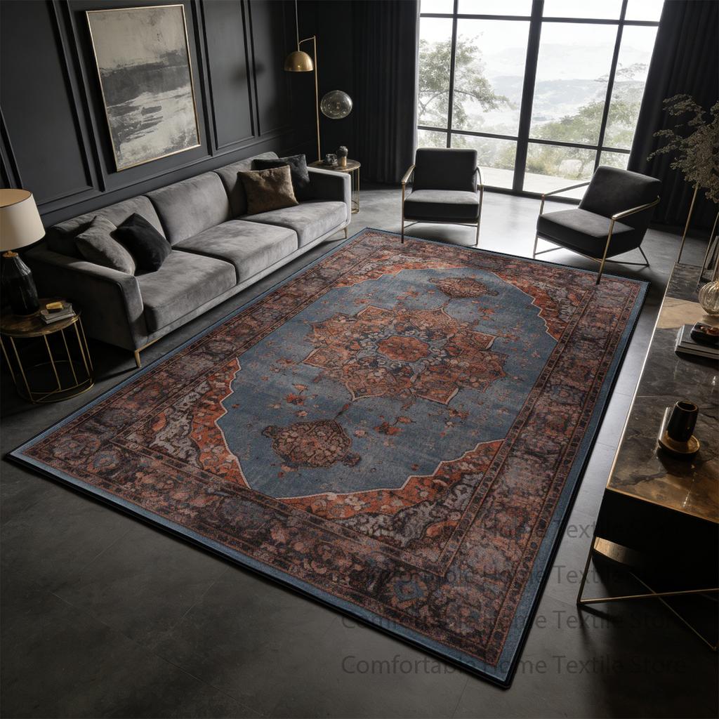 Dark toned Distressed Persian Living Room Carpet Decoration Bedroom Bedside Antiskid Fluffy Rug Washable Soft Coffee Tables Mat