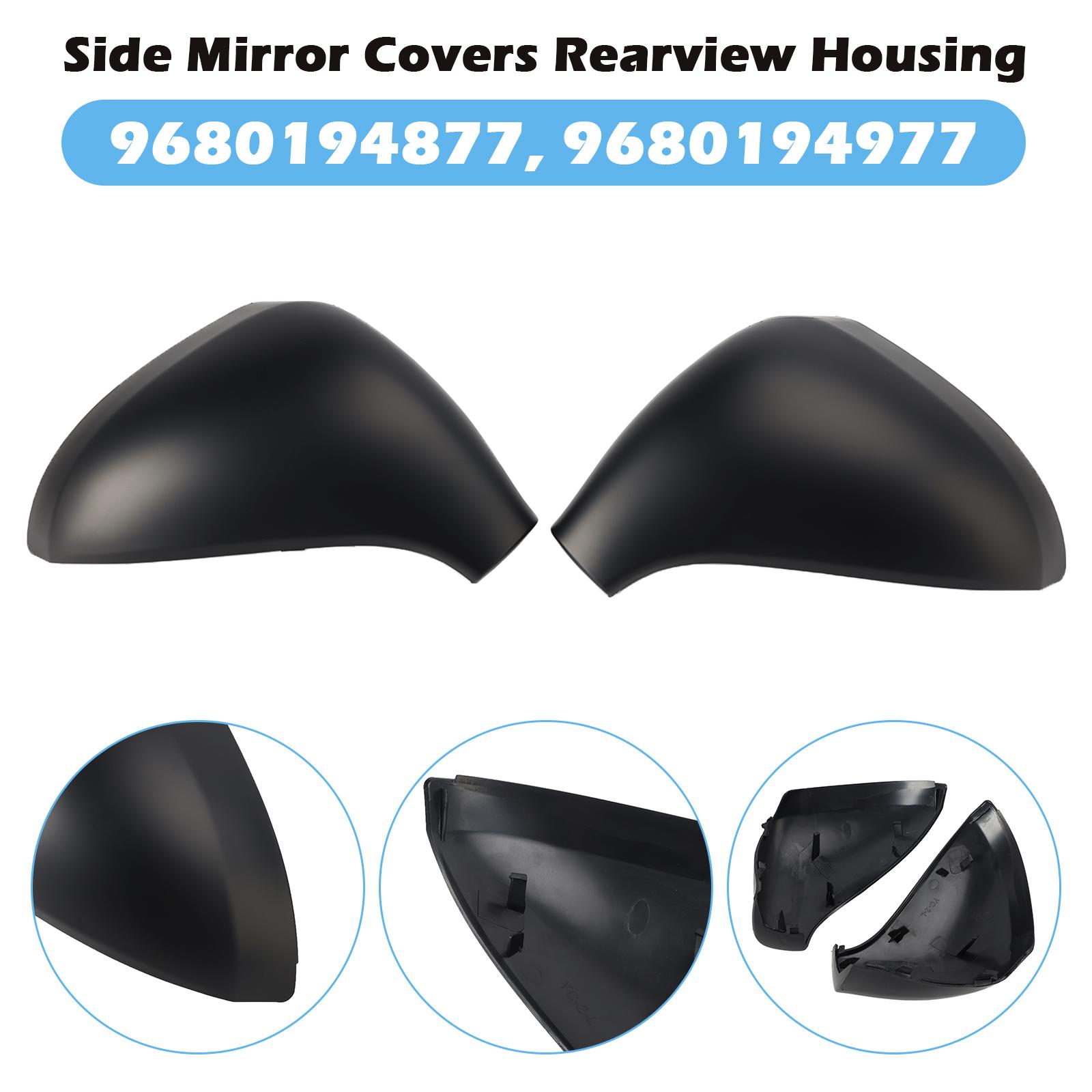 

Side Mirror Covers Rearview Housing Matte Black for Peugeot 207 Hatchback