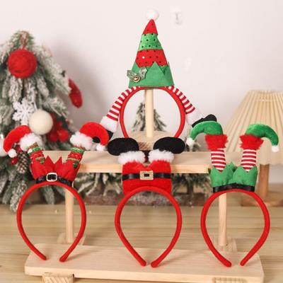 Cloth Christmas Headbands Cartoon Christmas Tree Holiday Hairbands Snowman Christmas Party Headbands Xmas Favors