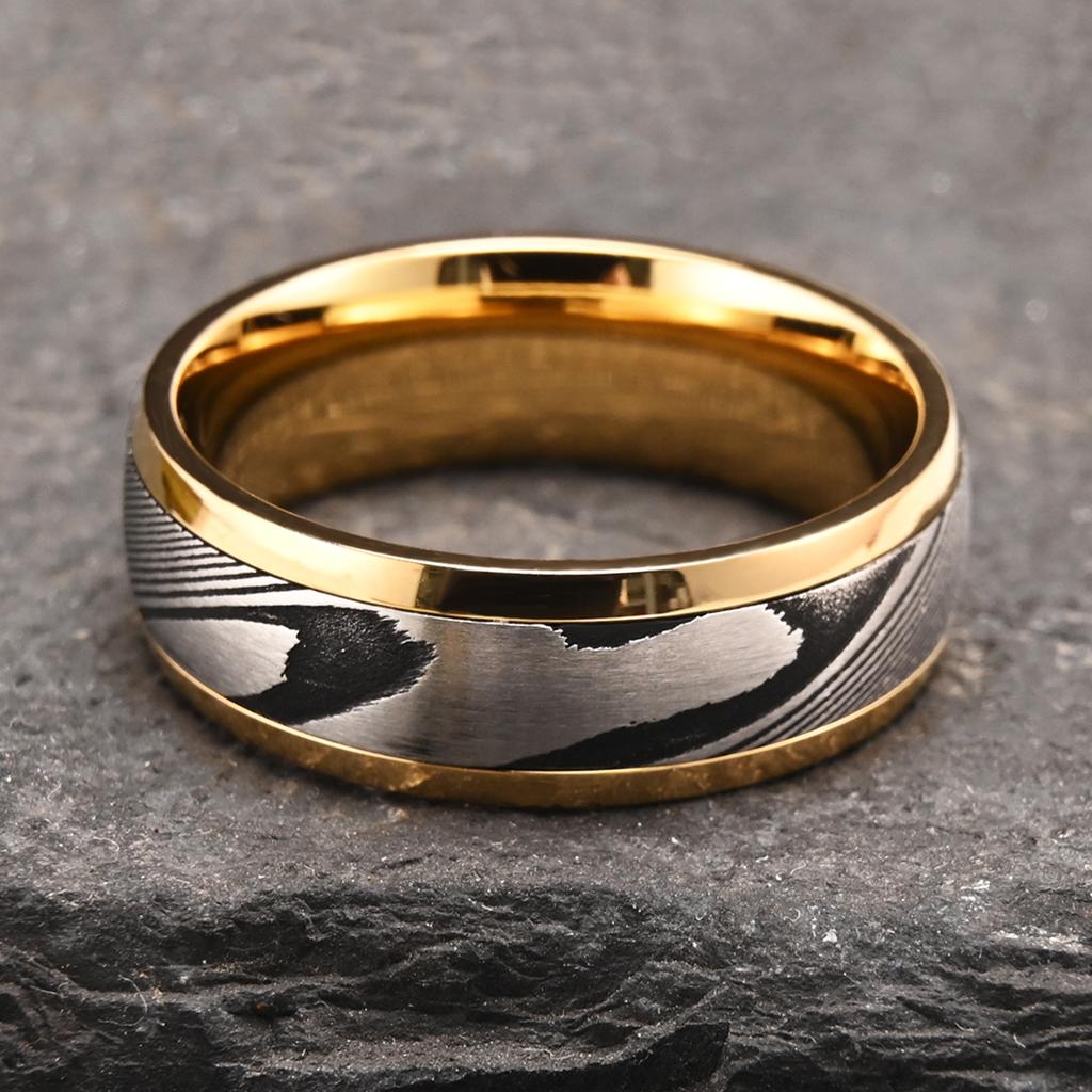 8MM Damaststahlring für Herren Eheringe Verlobungsringe Modeschmuck Geschenke für Ihn