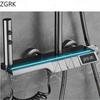 Digital Display Shower System Atmosphere Light Constant Temperature Shower Set Gun Grey High Appearance Glass Table Top Faucet