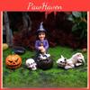 Witch Pumpkin Halloween Resin Yard Decoration With Micro Landscape Scene Gift