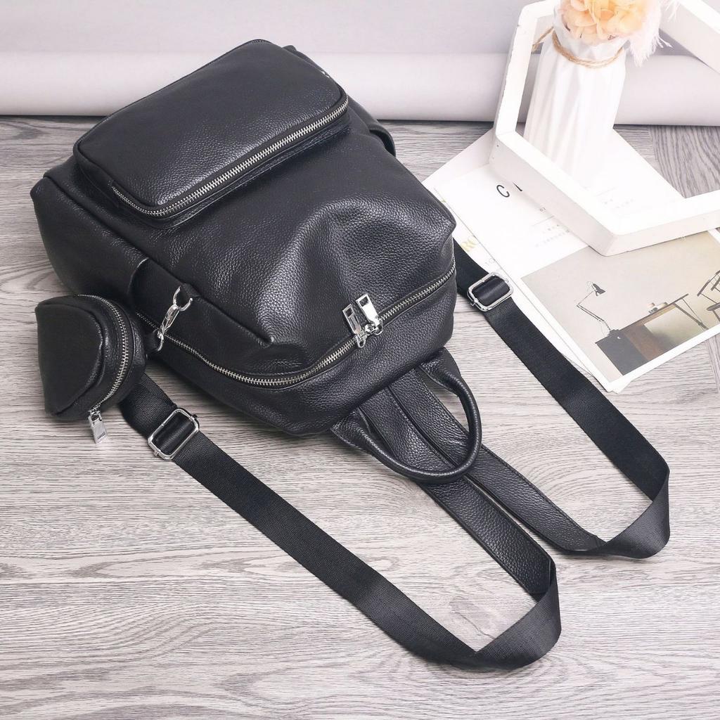 Leather Women's Backpack Fashion Travel Cowhide Schoolbag Soft Leather Women's Bag Large Capacity Mommy Bag