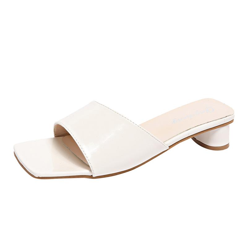 Luxury Women's Shoes Summer Comfortable Square Head Fish Mouth Middle Heel Beach Sandals Outdoor Casual Women's Sandals