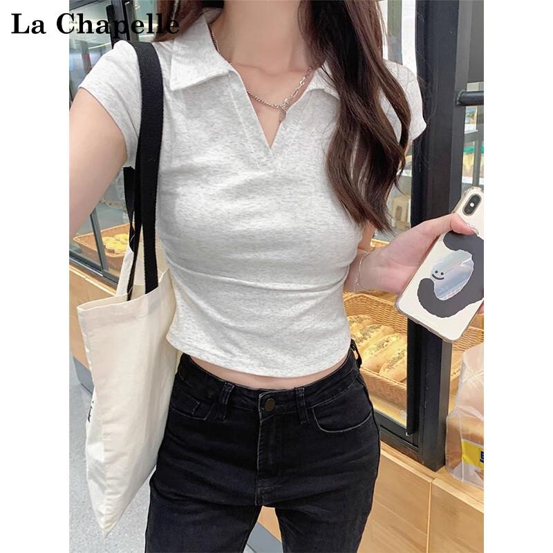 La Chapelle Women's Short Sleeve Slim Fit Polo T-Shirt