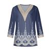 Women's Fashion Casual Lace 7/10 Sleeve V-Neck Floral Printed Top
