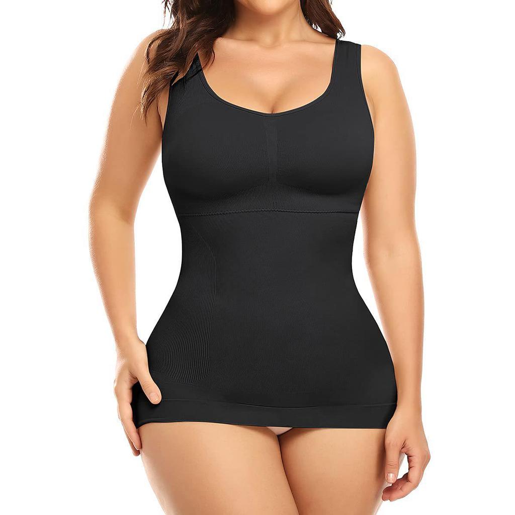 Double-Layer Seamless Body Shaping Vest for Women - Tummy Control & Waist Cincher Sports Base Layer, Pure Cotton with Chest Pads