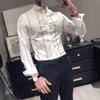 Men's Spring and Autumn Thin Section of Plus Size Anti Wrinkle Long Sleeved Striped Casual White Shirt Gentleman Business Long Sleeved