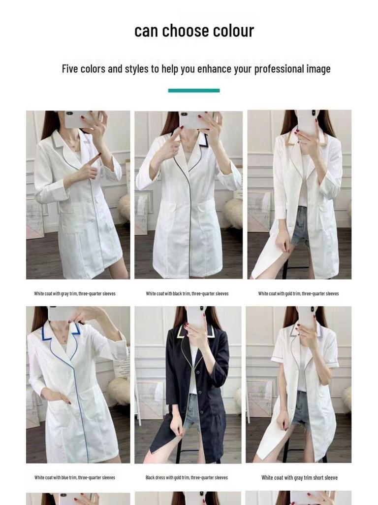 Damen Sommer-Kurzarm-Weißmantel für Schönheitsstudio-, Microblading- und Hautmanagement-Profis
