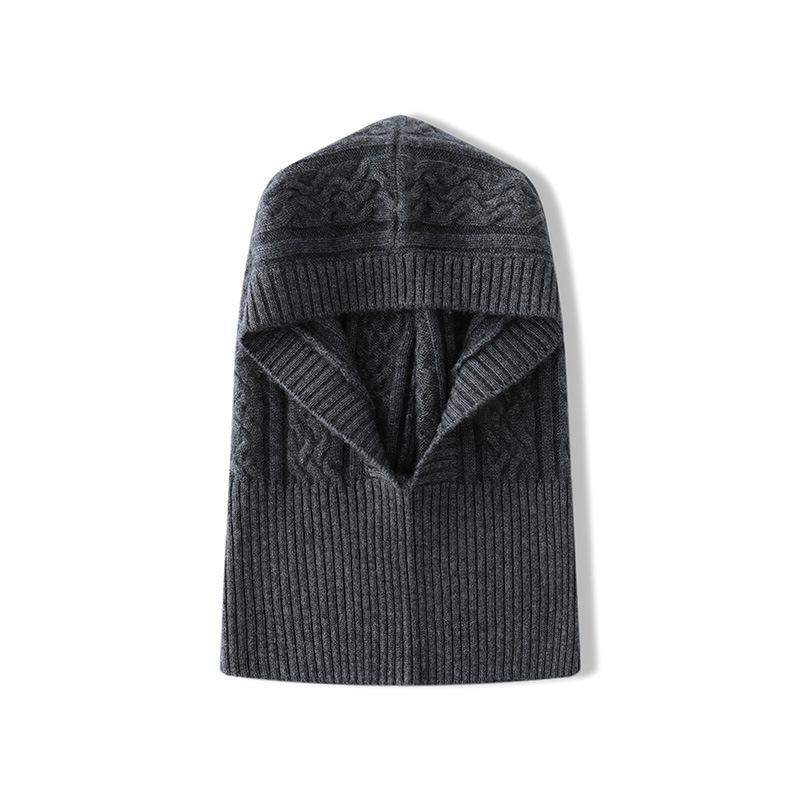 Cashmere Autumn and Winter New Women's High End Solid Color Twisted Head Protector Knitted Outdoor Warm Scarf and Baotou Hat