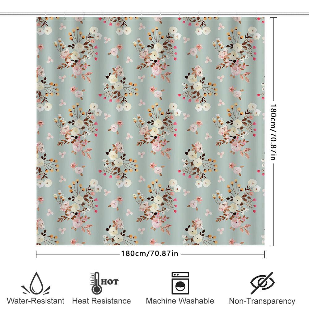 Vintage Retro Yellow Floral Shower Curtain With Pineapple Print Decorative Waterproof Bath Mat Set For Home Bathroom Accessories