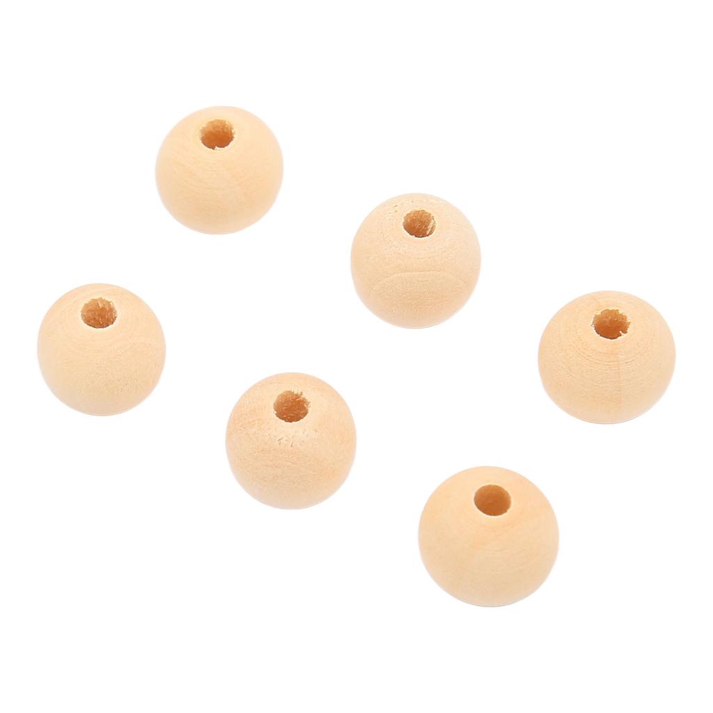 100pcs Wooden Beads Multipurpose 14mm DIY Hand Crafted Round Wood Beads for Necklace Garland