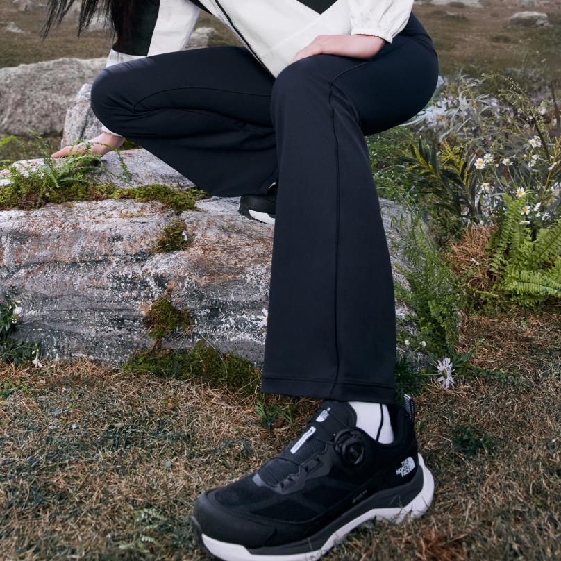 The North Face Letter Mid Waist Elastic Flared Casual Pants Women Bottoms Black NF6KR31A