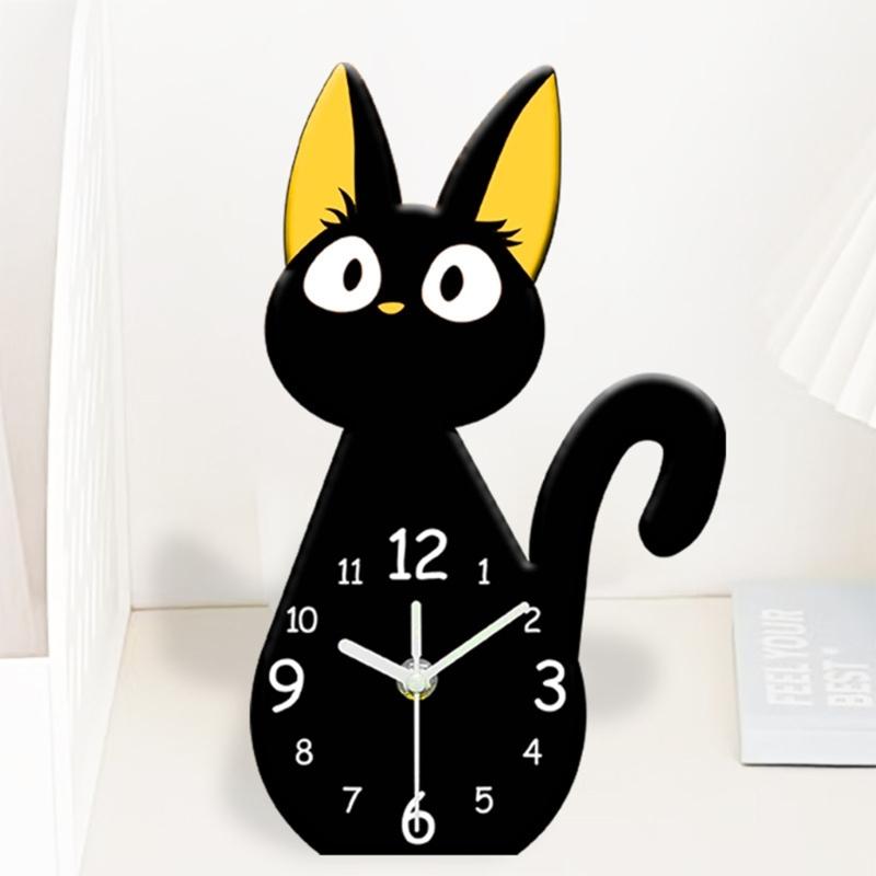 Cartoon Black Cats Desk Clock With Quiet Movement For Kids Room Decors And Modern Homes Office Acrylic Design Wall Clock