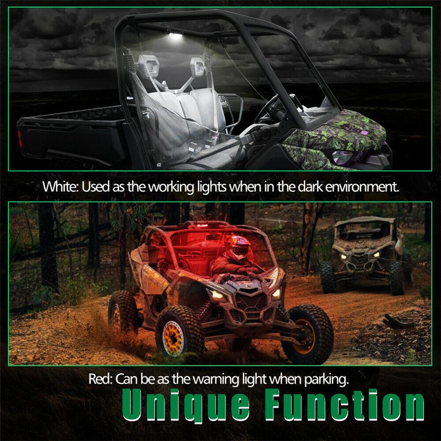 Universal Überrollbügelhalterung Domleuchte LED Lampe Weiß & Rot Für UTV ATV Golfwagen
