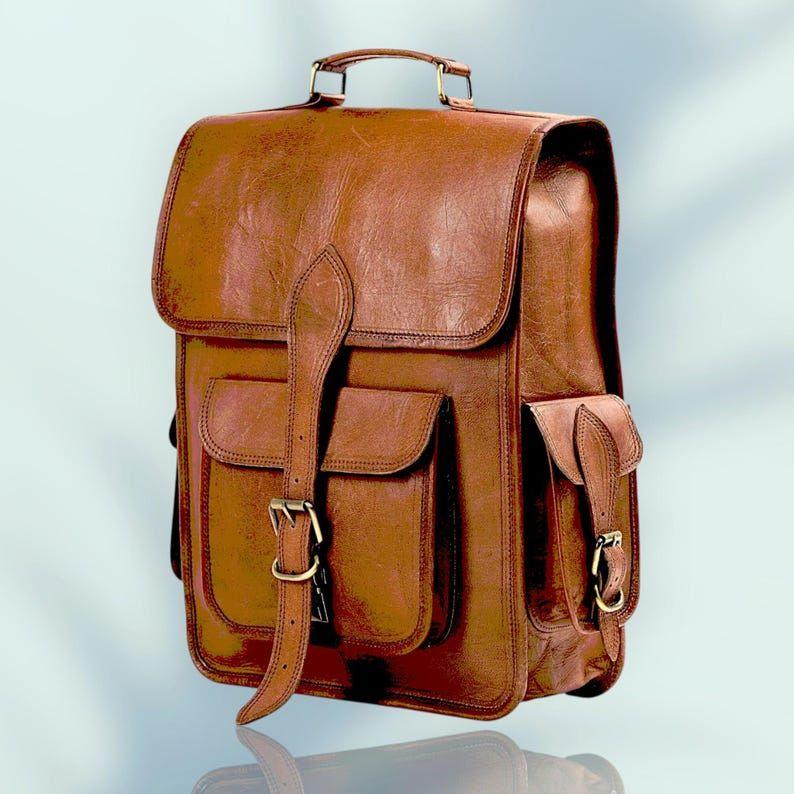 Handmade Goat Leather Backpack:  Laptop Travel Rucksack
