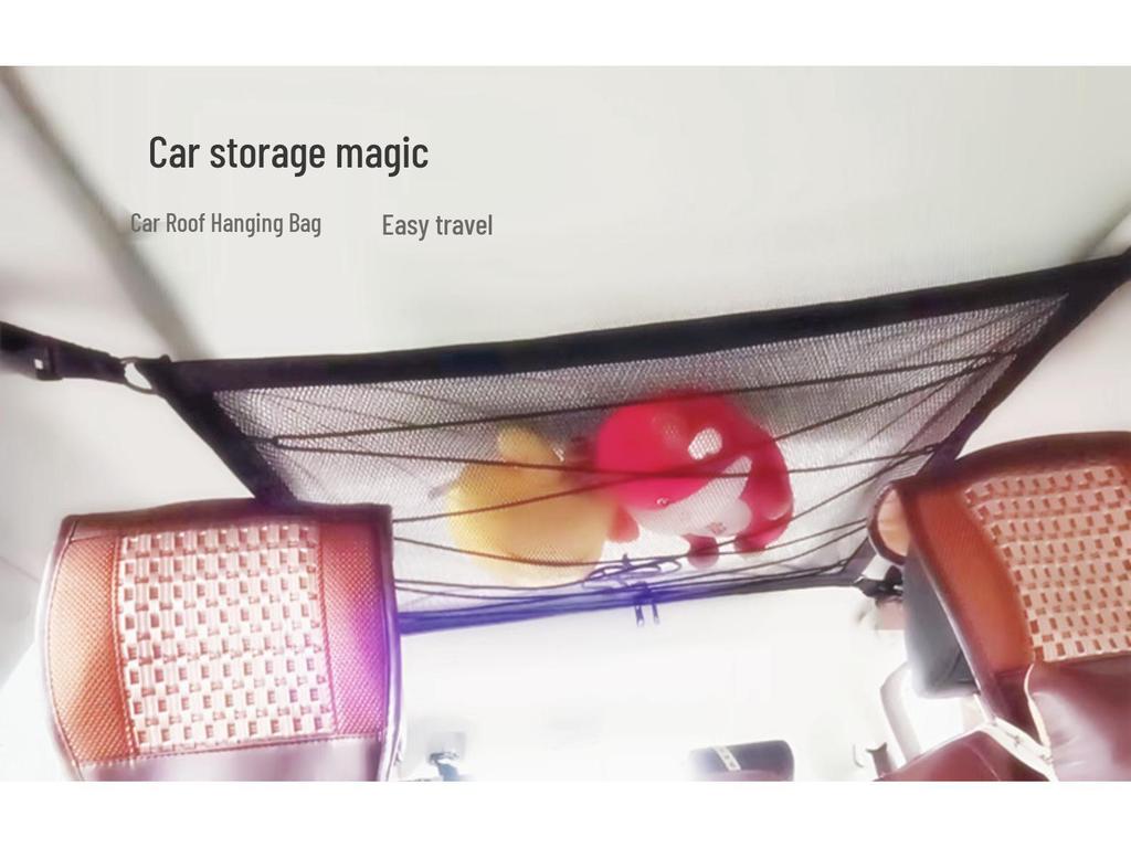 Car Roof Double-Layer Storage Mesh Organizer Bag