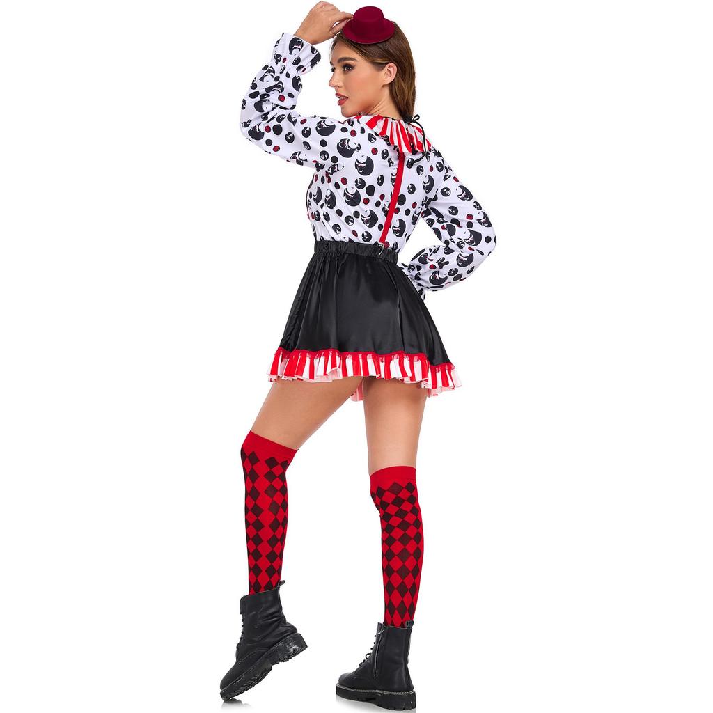 Vielseitiges Clown- & Skelett-Kostüm für erwachsene Frauen - S bis XL, Halloween, Bühnenauftritte, Ostern