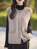 Women's Wool Round Neck Sleeveless Cardigan Vest with Pockets for Spring and Autumn 2026