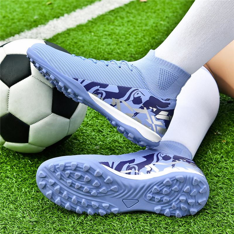 Erkek Yüksek top Futbol Ayakkabıları Uzun Çivili Spor Ayakkabıları Suni Çim Profesyonel Eğitim Gençler Büyük Boy Futbol Ayakkabıları