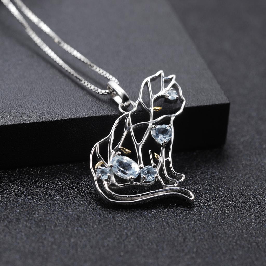 Original Designer Irregular Geometric Gemstone Pendant, Personalized Style 925 Silver Inlaid with Natural Colored Gemstone Necklace Pendant