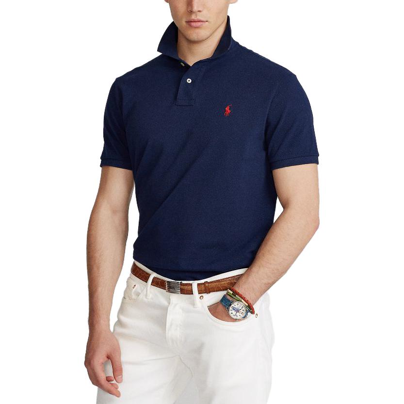 Polo Ralph Lauren SS23 Logo Pattern Embroidered Short Sleeve Polo Shirt Men tops Navy-Blue MNPOKNI1N821223-410
