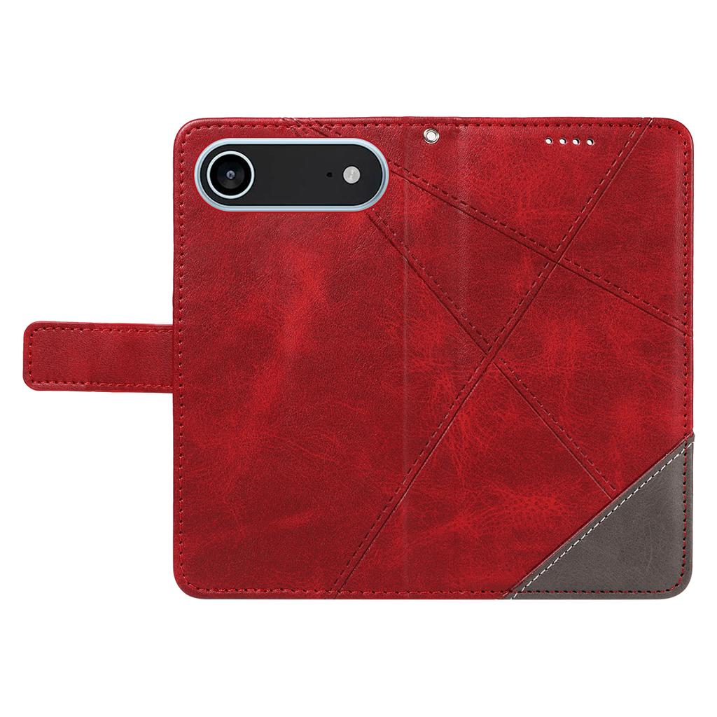 For iPhone 17 Air Leather Case Geometric Line Design Wallet Phone Cover with Wrist Strap