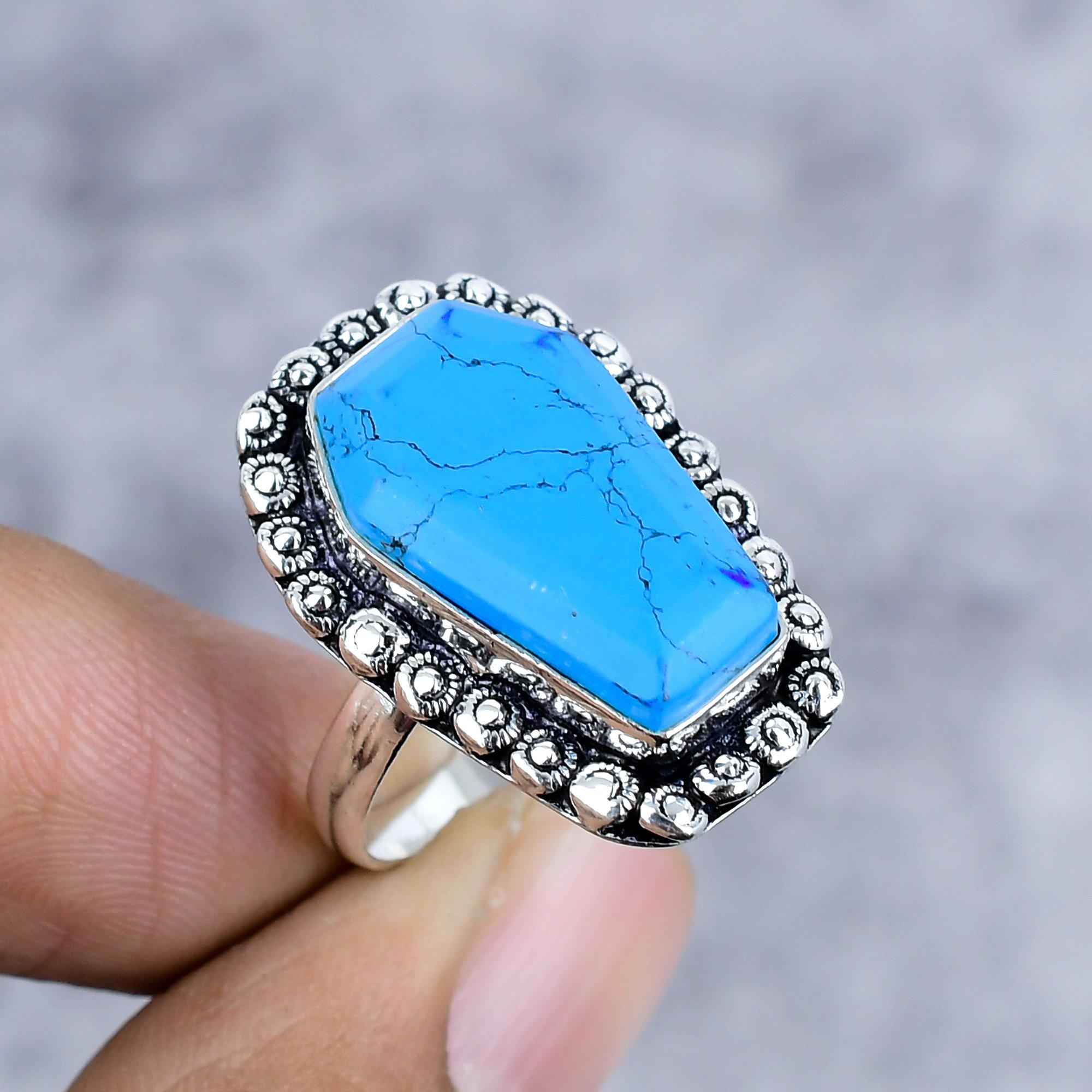 

Santa Rosa Turquoise Gemstone 925 Sterling Silver Jewelry Ring Size 8 M-2592