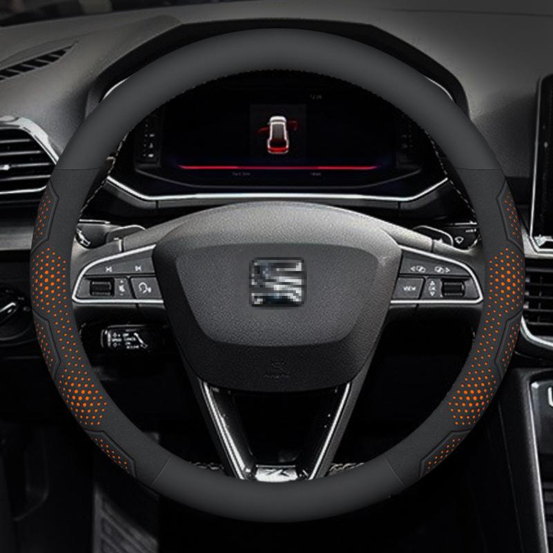 

For SEAT Leon Ibiza FR 2 Ateca Arona Exeo Arosa Tarraco Mii Carbon fiber Suede Leather Car Steering Wheel Cover Auto Accessories