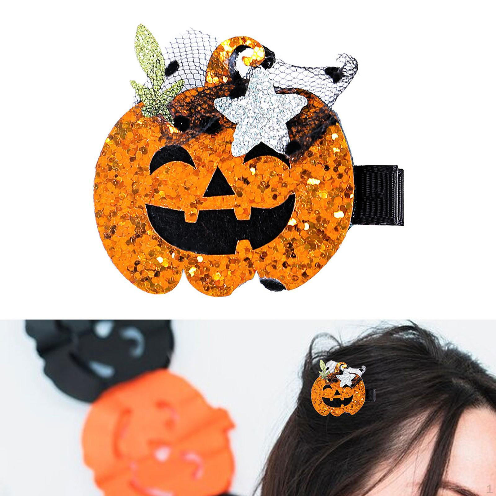 

Заколка для волос на Хэллоуин, аксессуары для мультфильмов, милые, сверкающие для фото pumpkin