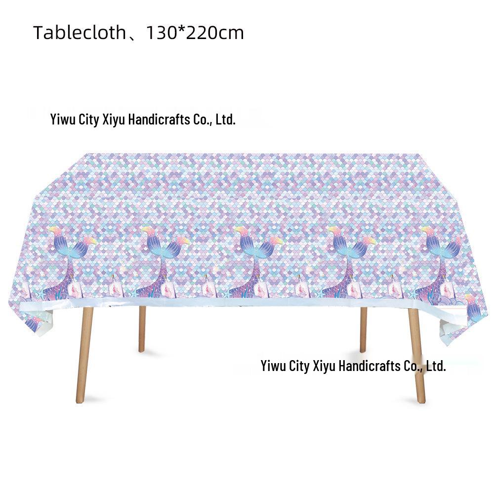 Pink Mermaid Birthday Party Set: Tablecloth, Plates, Cups, Balloons, and Cutlery