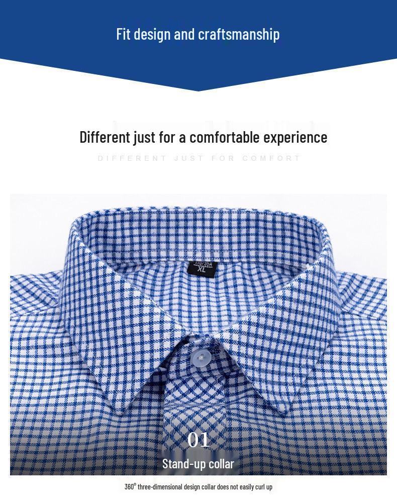 Men's High-End Pure Cotton Plaid Long-Sleeve Casual Shirt