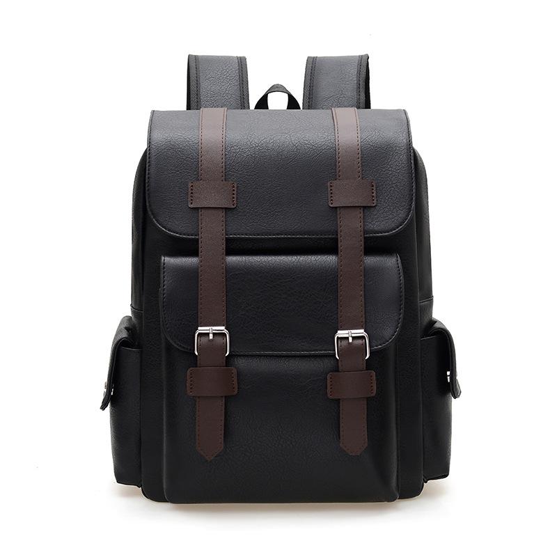 Large-Capacity PU Leather Backpack for Business, School, and Travel