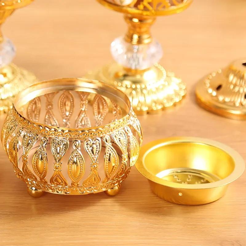 Creative Hollow tower incense burner Arabic style Incense Burner For Home Hotel Decoration Golden Metal bakhoor Incense Holder