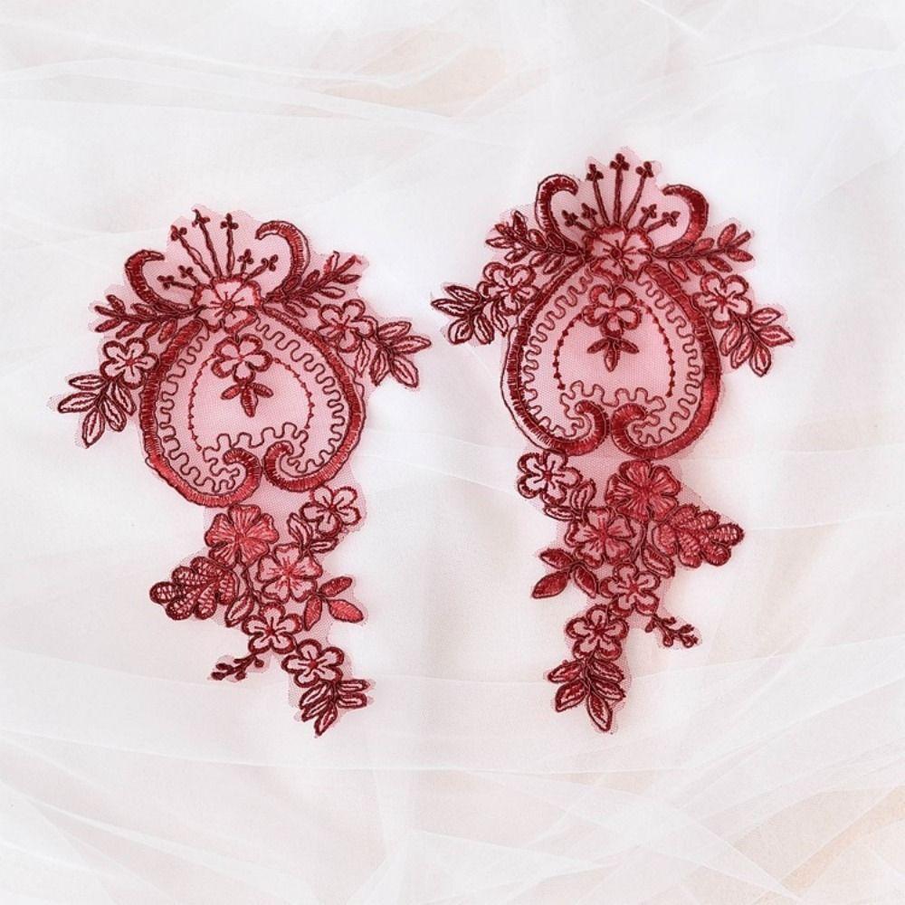 2pcs Organza Fabric Lace Applique Patch Handmade Craft DIY Sewing Lace Accessories  Quilting