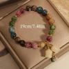 Elastic Rope Orchid Flower  Bracelet Floral Women Bangle Trendy Colorful Beads Bracelet  Summer