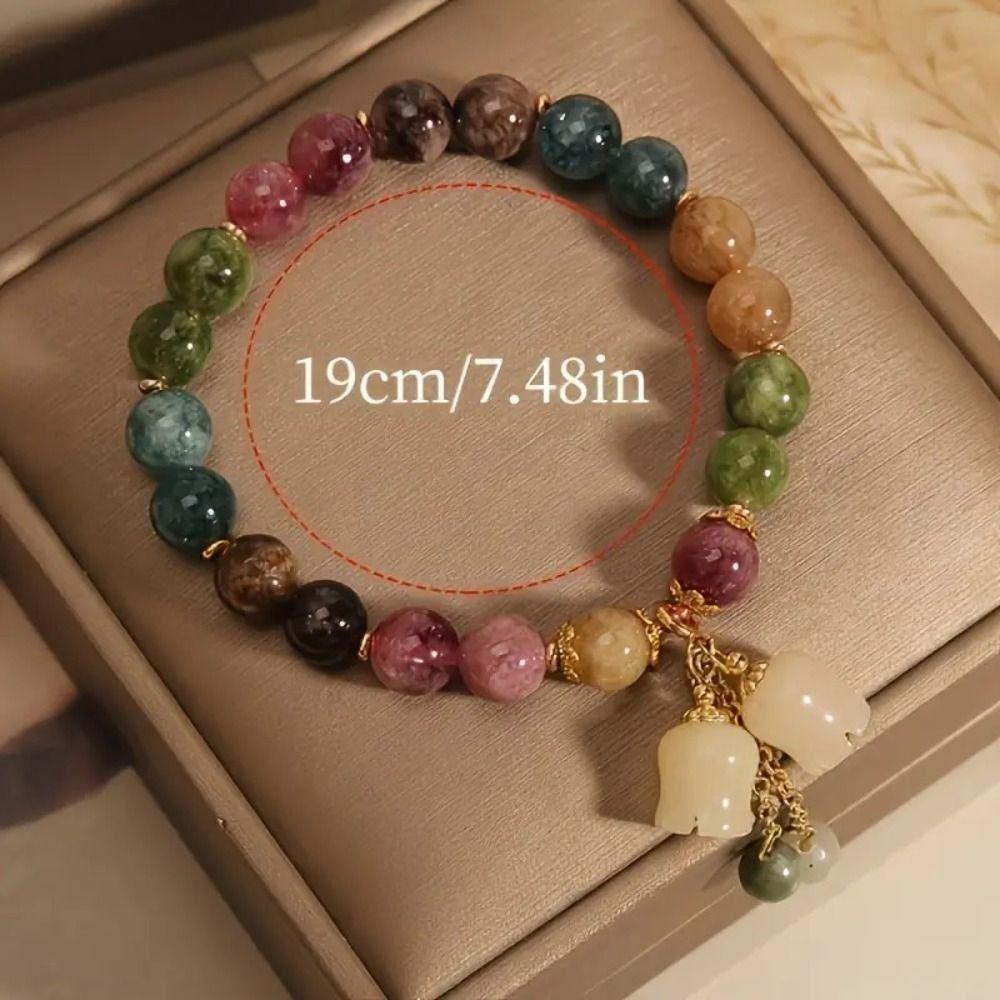 Elastic Rope Orchid Flower Bracelet Floral Women Bangle Trendy Colorful Beads Bracelet Summer
