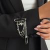 Ingemark Elegant Trendy Heart Brooches Women Charm Imitation Pearl Metal Tassel Pendant Chain Pin Clothes New Jewelry Accessory