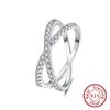 S925 Sterling Silver Double Row Zircon Cross Ring with Diamonds - Simple & Versatile Fashion Jewelry