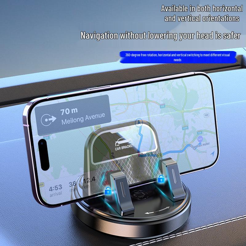 360° Rotatable Car Phone Holder with Suction Cup for Dashboard & Console - Easy Install, Dual Use Navigation Mount