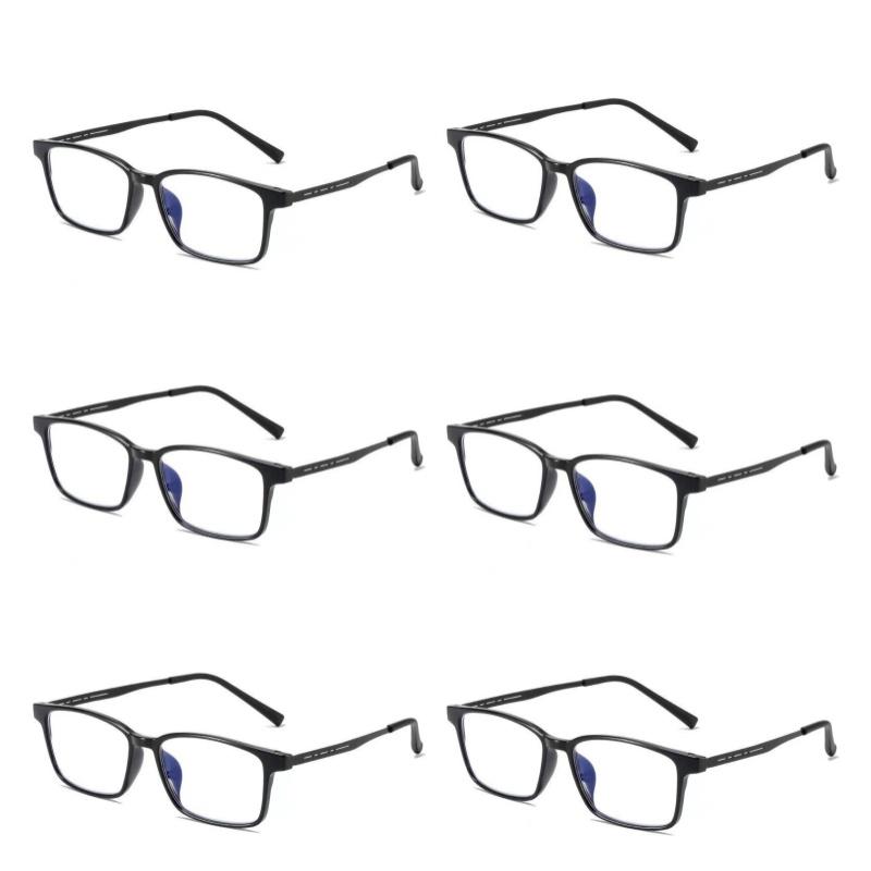 6PCS Anti-blue Light Reading Glasses for Men Business Grade Long-sighted Glasses Stainless Steel Frame