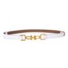 Womens Genuine Leather Belt With Geometric Buckle For Outdoor Casual Wear