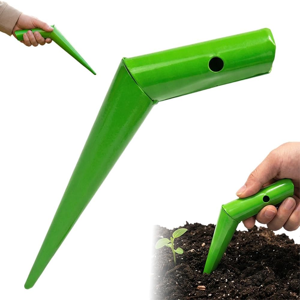 Planting hole digger, stainless steel handheld bulb planting tool, handheld garden seed digger with handle
