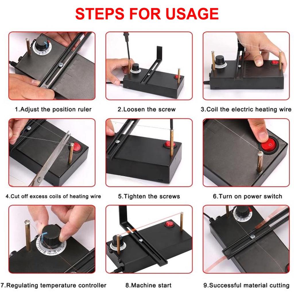 12V 60W 100-600℃ Temperature Adjustable DIY Rope Band Craft DIY Manual Cut High Working Efficiency Hot Ribbon Cutter Machine