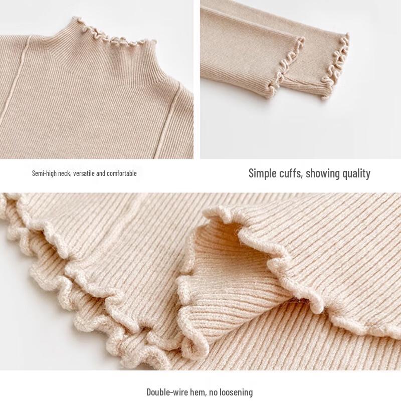 Langsana Women's Thickened Knitted Lace Base Layer Sweater