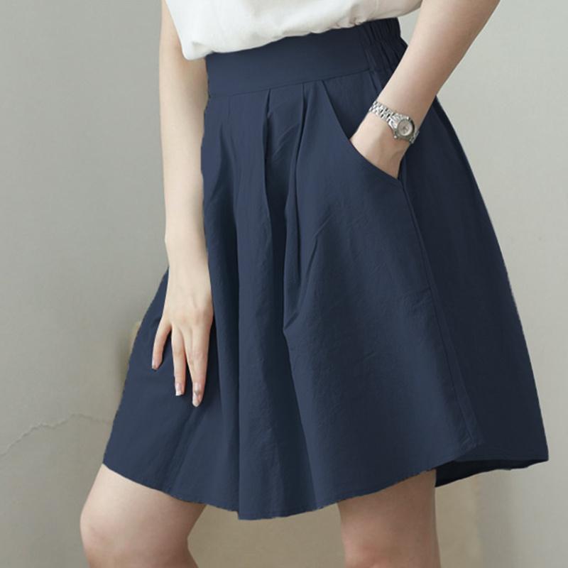 Short taille haute grande taille pour femme, pantalon ample à jambes larges, couleur unie, décontracté, tendance