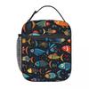 Cartoon Abstract Fish Variety Illustrated Catalog Insulated Lunch Bag for Women Kids Leakproof Food Boxes Thermal Lunch Box Tote