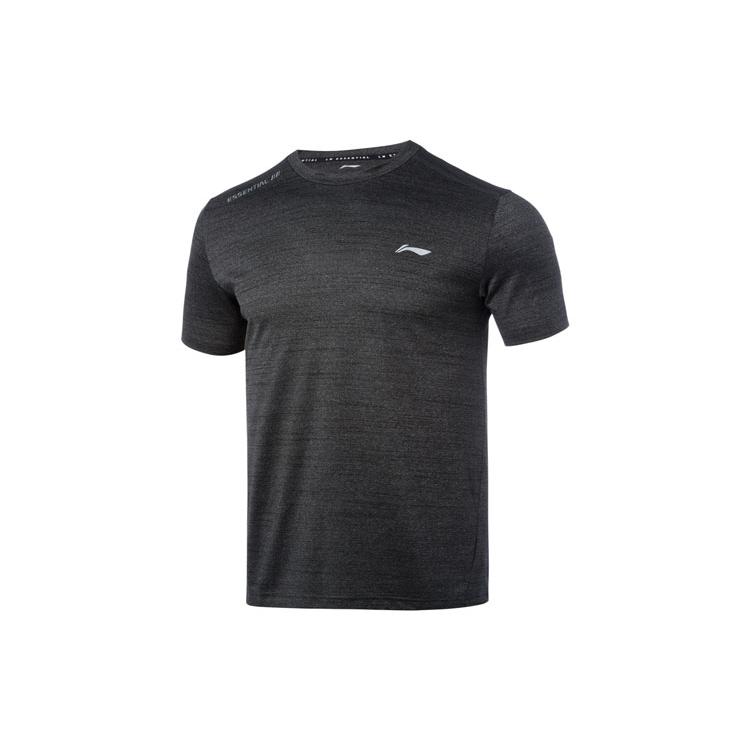 Camisetas Masculinas Li Ning Cor Mista Novo Padrão Gola Redonda Preta Ajuste Reto Moderado ATSQ201-1